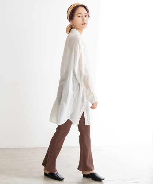 WEGO(ウィゴー)の「WEGO/バンドカラーシアーシャツ(シャツ/ブラウス・レディース・ブラック/カーキ/アイボリー・FREE)」の5枚目の写真