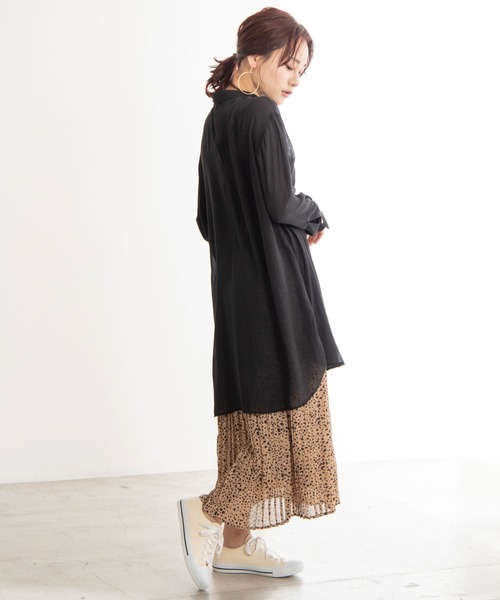 WEGO(ウィゴー)の「WEGO/バンドカラーシアーシャツ(シャツ/ブラウス・レディース・ブラック/カーキ/アイボリー・FREE)」の8枚目の写真