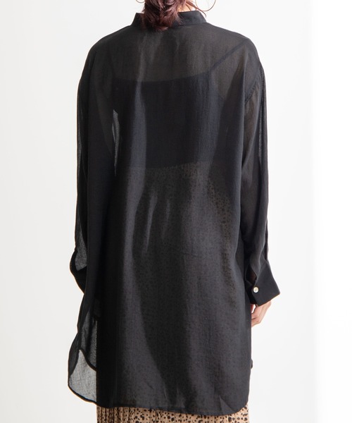 WEGO(ウィゴー)の「WEGO/バンドカラーシアーシャツ(シャツ/ブラウス・レディース・ブラック/カーキ/アイボリー・FREE)」の18枚目の写真