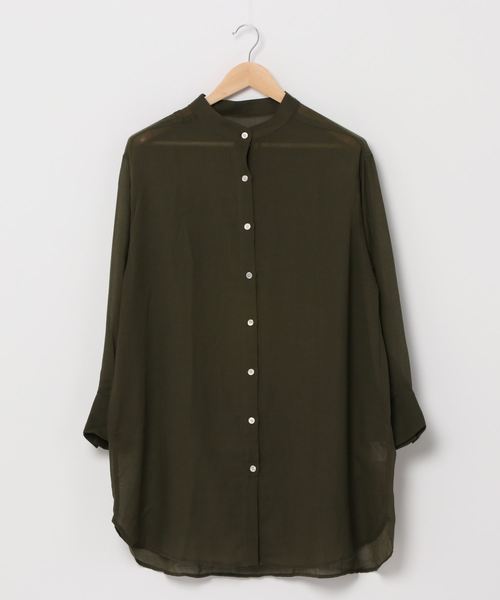 WEGO(ウィゴー)の「WEGO/バンドカラーシアーシャツ(シャツ/ブラウス・レディース・ブラック/カーキ/アイボリー・FREE)」の21枚目の写真