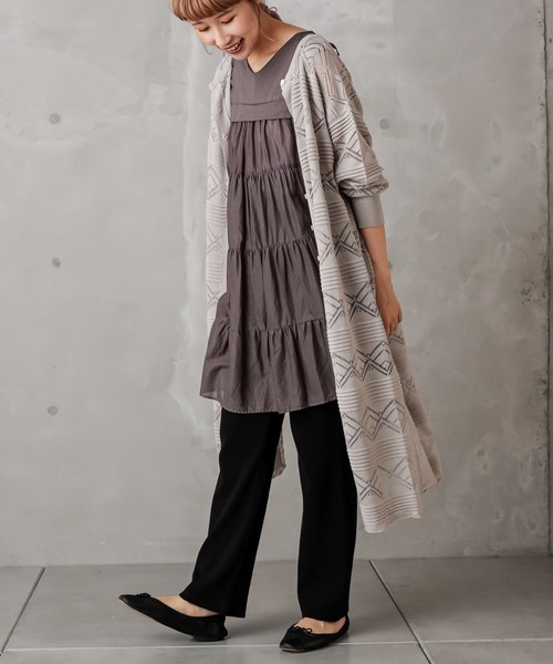 PUAL CE CIN（ピュアルセシン）の「レースジャガードロングカーデ（カーディガン/ボレロ・レディース・ブラック/グレー/グレイッシュベージュ・FREE）」の7枚目の写真