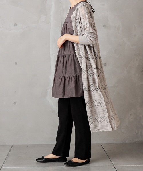 PUAL CE CIN（ピュアルセシン）の「レースジャガードロングカーデ（カーディガン/ボレロ・レディース・ブラック/グレー/グレイッシュベージュ・FREE）」の19枚目の写真