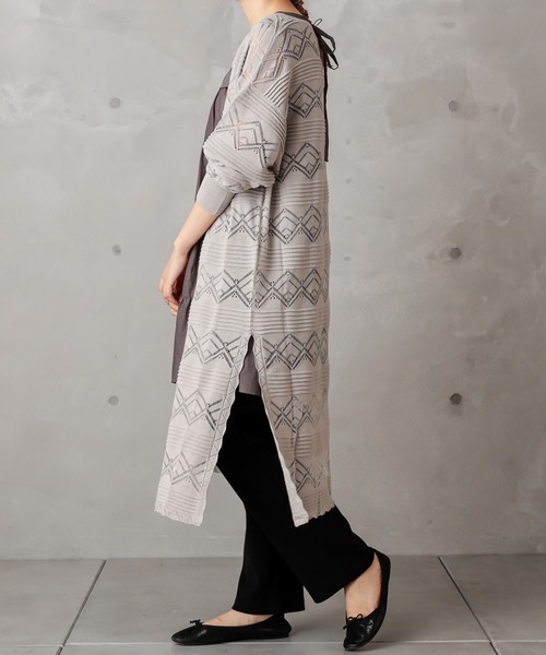 PUAL CE CIN（ピュアルセシン）の「レースジャガードロングカーデ（カーディガン/ボレロ・レディース・ブラック/グレー/グレイッシュベージュ・FREE）」の13枚目の写真