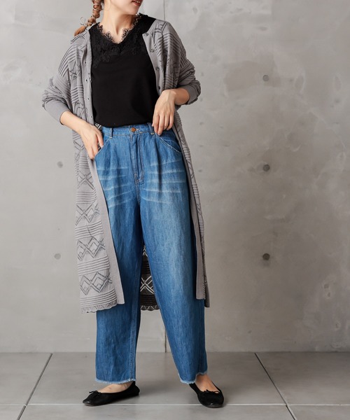 PUAL CE CIN（ピュアルセシン）の「レースジャガードロングカーデ（カーディガン/ボレロ・レディース・ブラック/グレー/グレイッシュベージュ・FREE）」の22枚目の写真