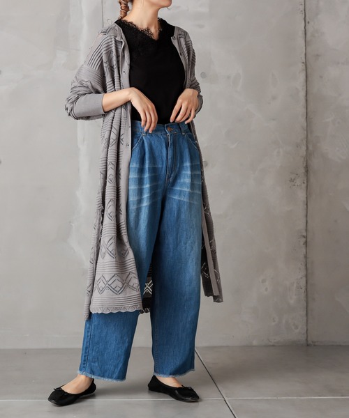 PUAL CE CIN（ピュアルセシン）の「レースジャガードロングカーデ（カーディガン/ボレロ・レディース・ブラック/グレー/グレイッシュベージュ・FREE）」の17枚目の写真