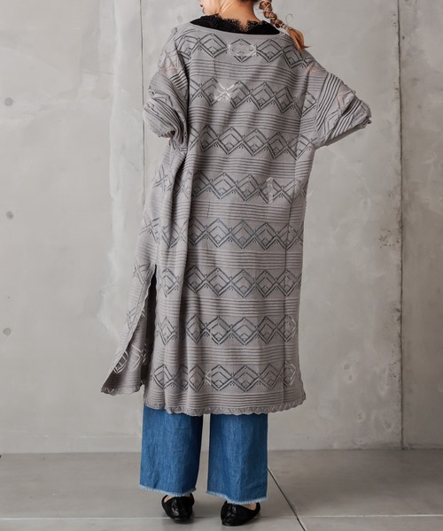 PUAL CE CIN（ピュアルセシン）の「レースジャガードロングカーデ（カーディガン/ボレロ・レディース・ブラック/グレー/グレイッシュベージュ・FREE）」の20枚目の写真