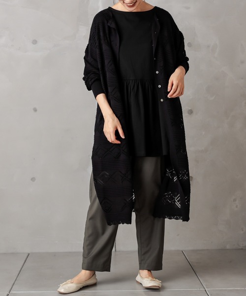 PUAL CE CIN（ピュアルセシン）の「レースジャガードロングカーデ（カーディガン/ボレロ・レディース・ブラック/グレー/グレイッシュベージュ・FREE）」の14枚目の写真