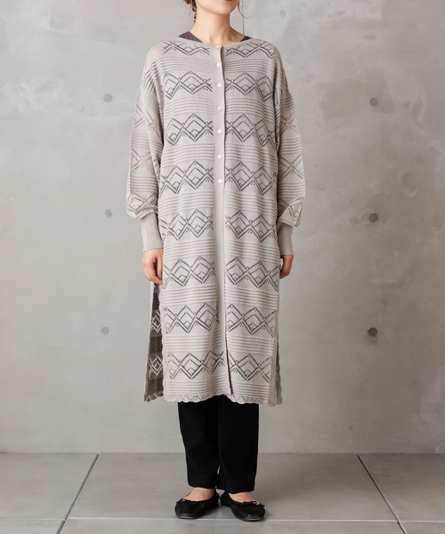 PUAL CE CIN（ピュアルセシン）の「レースジャガードロングカーデ（カーディガン/ボレロ・レディース・ブラック/グレー/グレイッシュベージュ・FREE）」の18枚目の写真