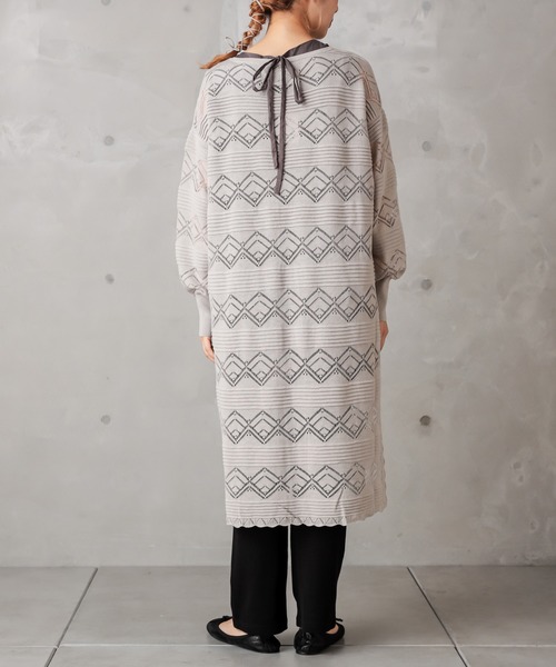 PUAL CE CIN（ピュアルセシン）の「レースジャガードロングカーデ（カーディガン/ボレロ・レディース・ブラック/グレー/グレイッシュベージュ・FREE）」の9枚目の写真