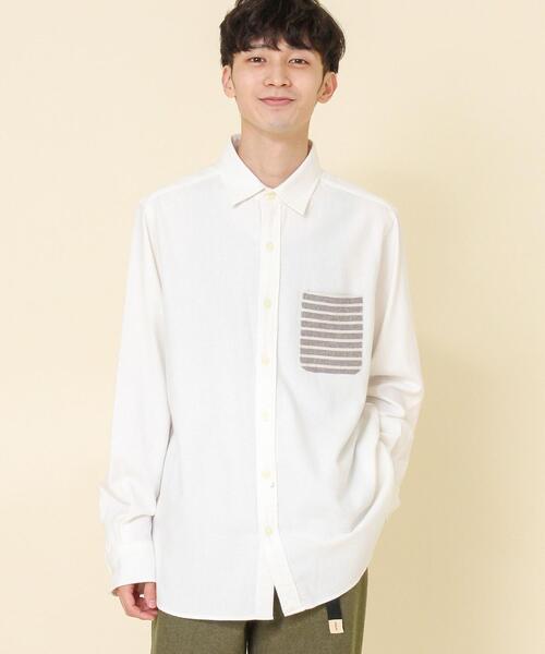 coen（コーエン）の「テキサスコットンボーダーポケットレギュラーシャツ（シャツ/ブラウス・メンズ・ホワイト/ワインレッド・X-LARGE/LARGE/SMALL/MEDIUM）」の8枚目の写真