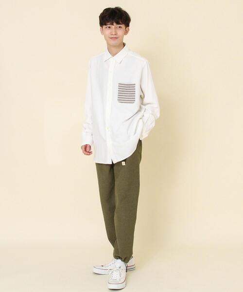 coen（コーエン）の「テキサスコットンボーダーポケットレギュラーシャツ（シャツ/ブラウス・メンズ・ホワイト/ワインレッド・X-LARGE/LARGE/SMALL/MEDIUM）」の7枚目の写真