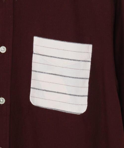 coen（コーエン）の「テキサスコットンボーダーポケットレギュラーシャツ（シャツ/ブラウス・メンズ・ホワイト/ワインレッド・X-LARGE/LARGE/SMALL/MEDIUM）」の3枚目の写真