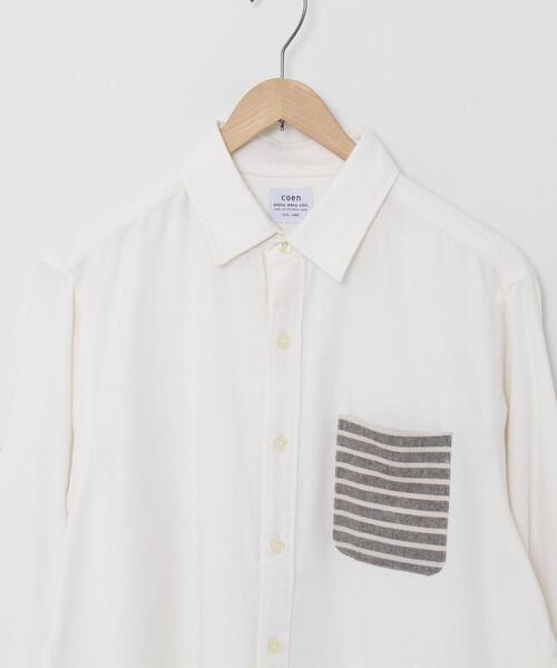 coen（コーエン）の「テキサスコットンボーダーポケットレギュラーシャツ（シャツ/ブラウス・メンズ・ホワイト/ワインレッド・X-LARGE/LARGE/SMALL/MEDIUM）」の17枚目の写真