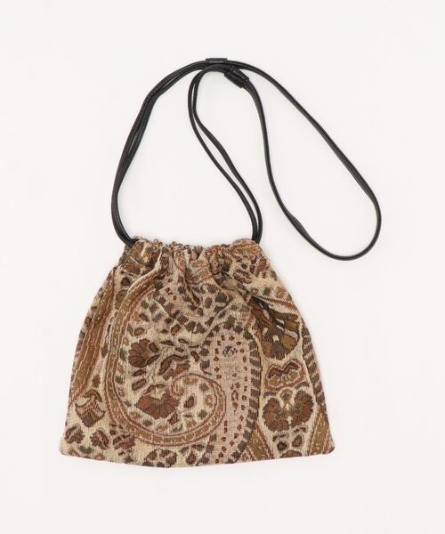 Green Parks(グリーンパークス)の「・ジャガード巾着ショルダーバッグ*(ショルダーバッグ・レディース・ベージュ/ブラウン・FREE)」の7枚目の写真