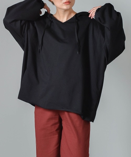 muure（ミュール）の「ボリュームスリーブ パーカーカットソー（Tシャツ/カットソー・レディース・ホワイト/ブラック/グレー・FREE）」の20枚目の写真