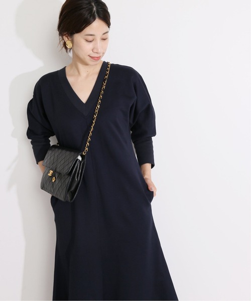 VERMEILpar iena パフスリーブウエストタックワンピース　ネイビー VERMEIL par iena（ヴェルメイユパーイエナ）の「パフスリーブ