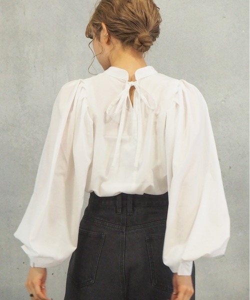 tiptop（ティップトップ）の「【お気に入り登録者数5万人突破】バックリボンボリュームショルダーブラウス（シャツ/ブラウス・レディース・ブラック/オフホワイト/ブルー/グリーン/A/スミクロ/B/C/D/E/F/G・FREE）」の22枚目の写真