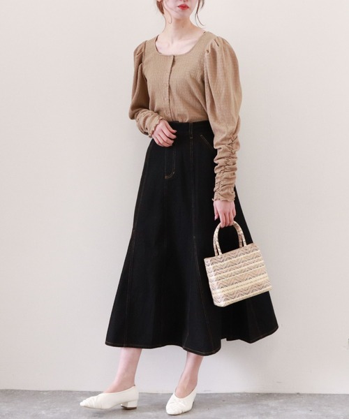 archives(アルシーヴ)の「切替フレアデニムスカート(スカート・レディース・ブラック/ロイヤルブルー/アイボリー・MEDIUM)」の7枚目の写真