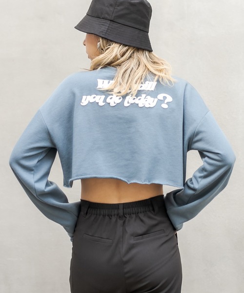 RASVOA（ラスボア）の「カットオフクロップドロンＴ（Tシャツ/カットソー・レディース・ブラック/オフホワイト/ブルー・FREE）」の3枚目の写真