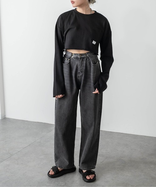 RASVOA（ラスボア）の「カットオフクロップドロンＴ（Tシャツ/カットソー・レディース・ブラック/オフホワイト/ブルー・FREE）」の21枚目の写真