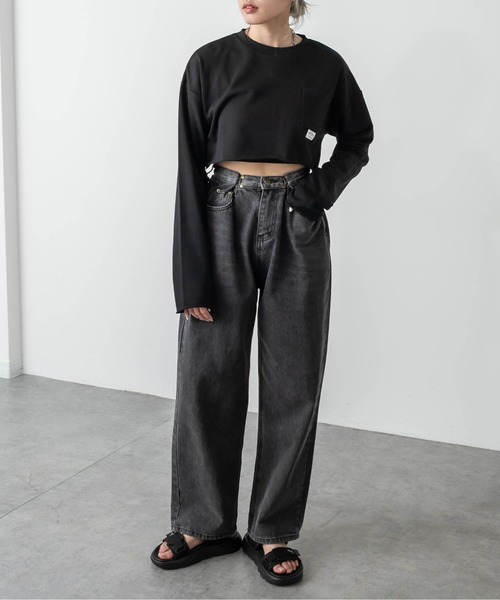 RASVOA（ラスボア）の「カットオフクロップドロンＴ（Tシャツ/カットソー・レディース・ブラック/オフホワイト/ブルー・FREE）」の12枚目の写真