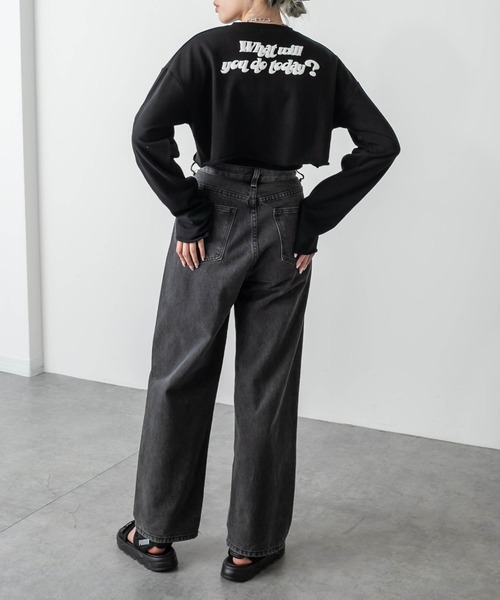 RASVOA（ラスボア）の「カットオフクロップドロンＴ（Tシャツ/カットソー・レディース・ブラック/オフホワイト/ブルー・FREE）」の7枚目の写真