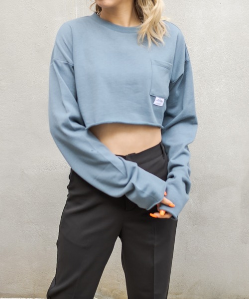 RASVOA（ラスボア）の「カットオフクロップドロンＴ（Tシャツ/カットソー・レディース・ブラック/オフホワイト/ブルー・FREE）」の5枚目の写真