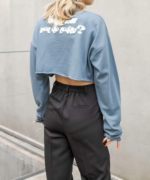 RASVOA（ラスボア）の「カットオフクロップドロンＴ（Tシャツ/カットソー・レディース・ブラック/オフホワイト/ブルー・FREE）」の22枚目の写真