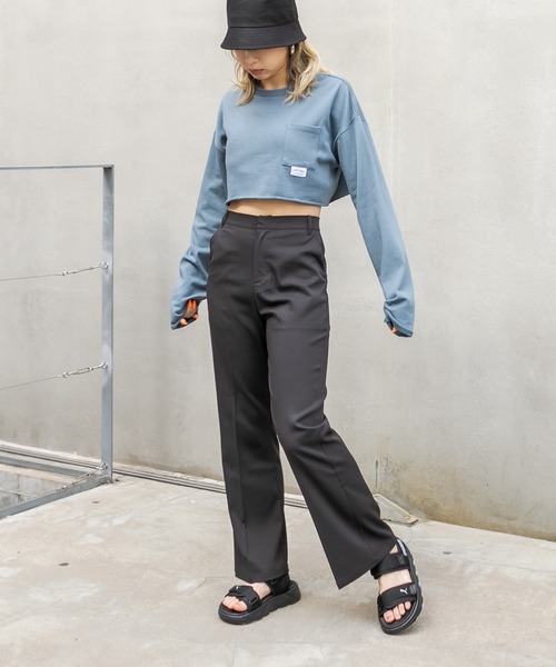 RASVOA（ラスボア）の「カットオフクロップドロンＴ（Tシャツ/カットソー・レディース・ブラック/オフホワイト/ブルー・FREE）」の13枚目の写真