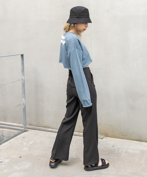 RASVOA（ラスボア）の「カットオフクロップドロンＴ（Tシャツ/カットソー・レディース・ブラック/オフホワイト/ブルー・FREE）」の8枚目の写真