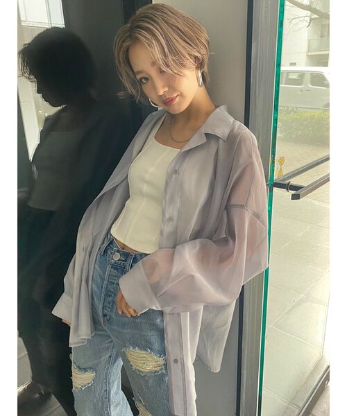 EMODA(エモダ)の「エアリールーズシャツ(シャツ/ブラウス・レディース・ブラック/パープル/その他/その他1/オレンジ/ベージュ・FREE)」の3枚目の写真