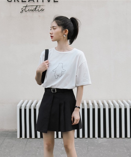 aimoha（アイモハ）の「ベルトつきデザインミニスカート（スカート・レディース・ブラック/グレー・LARGE/SMALL/MEDIUM）」の11枚目の写真