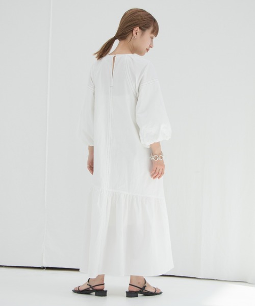 Kastane（カスタネ）の「配色ステッチバルーン袖ワンピース（ワンピース・レディース・オフホワイト/ピンク/グリーン系その他・FREE）」の6枚目の写真