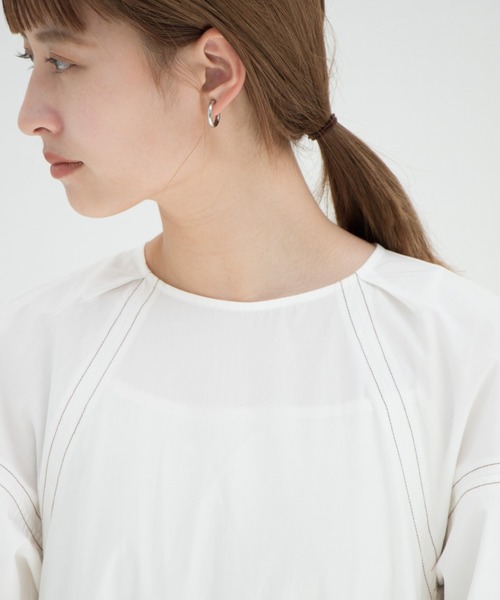 Kastane（カスタネ）の「配色ステッチバルーン袖ワンピース（ワンピース・レディース・オフホワイト/ピンク/グリーン系その他・FREE）」の7枚目の写真