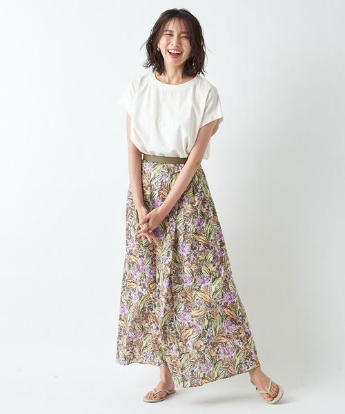RIVE DROITE（リヴドロワ）の「ワイルドガーデンタックマキシスカート（スカート・レディース・ピンク/グリーン・38/36）」の9枚目の写真