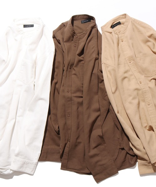 ROOP TOKYO by みー（ループトウキョウバイミー）の「ROOPTOKYO by みー Stand Collar Shirts スタンドカラーシャツ オーバーサイズ ノーカラー シンプル（シャツ/ブラウス・レディース・ホワイト/ブラウン/ベージュ・S/M/L）」の9枚目の写真