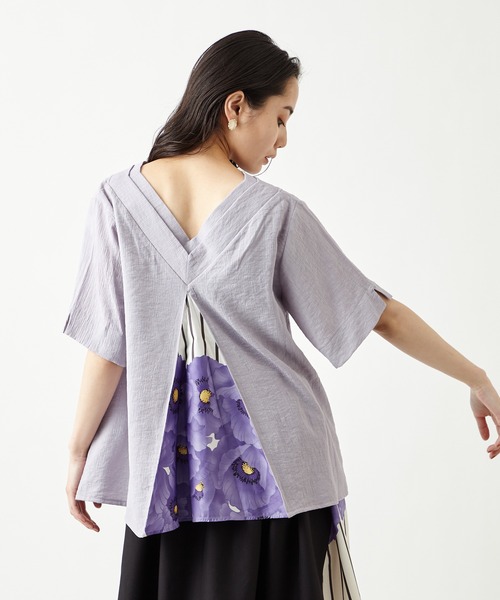 ふりふ（フリフ）の「【姉萌音】着物衿背開きブラウス（シャツ/ブラウス・レディース・ライラック/ホワイト・FREE）」の2枚目の写真