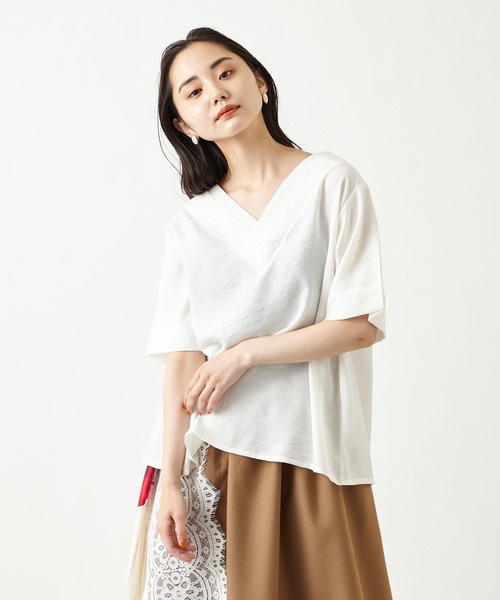 ふりふ（フリフ）の「【姉萌音】着物衿背開きブラウス（シャツ/ブラウス・レディース・ライラック/ホワイト・FREE）」の9枚目の写真