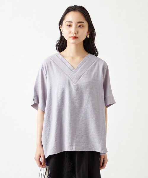 ふりふ（フリフ）の「【姉萌音】着物衿背開きブラウス（シャツ/ブラウス・レディース・ライラック/ホワイト・FREE）」の5枚目の写真