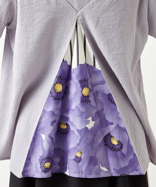 ふりふ（フリフ）の「【姉萌音】着物衿背開きブラウス（シャツ/ブラウス・レディース・ライラック/ホワイト・FREE）」の4枚目の写真