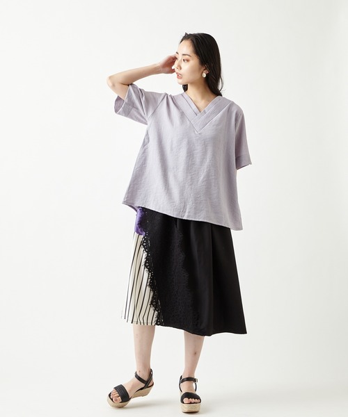 ふりふ（フリフ）の「【姉萌音】着物衿背開きブラウス（シャツ/ブラウス・レディース・ライラック/ホワイト・FREE）」の10枚目の写真