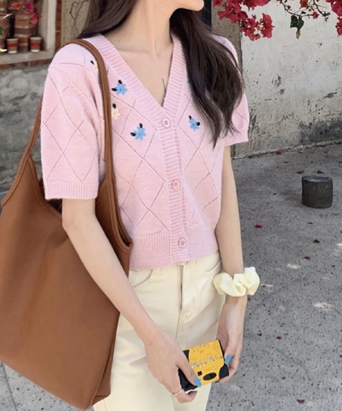 meJane(ミージェーン)の「フラワーモチーフVネックカーディガン(カーディガン/ボレロ・レディース・ホワイト/ピンク/ブルー・FREE)」の13枚目の写真