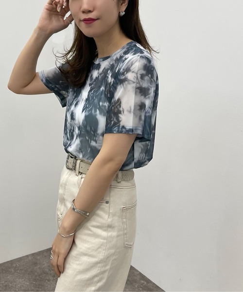 apres jour mignon（アプレジュールミニョン）の「ショートタイダイメッシュＴ【ZOZOTOWN限定アイテム】（Tシャツ/カットソー・レディース・パープル/オレンジ/グリーン/ブルー系その他/ブラック・フリー）」の4枚目の写真