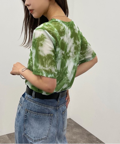 apres jour mignon（アプレジュールミニョン）の「ショートタイダイメッシュＴ【ZOZOTOWN限定アイテム】（Tシャツ/カットソー・レディース・パープル/オレンジ/グリーン/ブルー系その他/ブラック・フリー）」の3枚目の写真