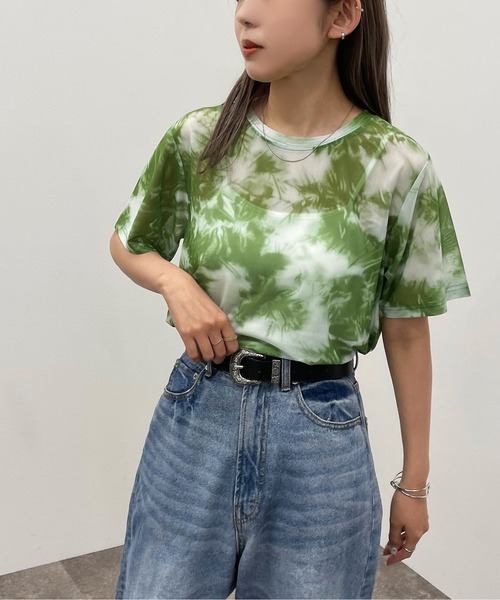 apres jour mignon（アプレジュールミニョン）の「ショートタイダイメッシュＴ【ZOZOTOWN限定アイテム】（Tシャツ/カットソー・レディース・パープル/オレンジ/グリーン/ブルー系その他/ブラック・フリー）」の13枚目の写真