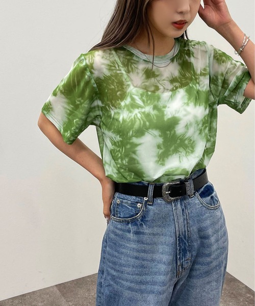 apres jour mignon（アプレジュールミニョン）の「ショートタイダイメッシュＴ【ZOZOTOWN限定アイテム】（Tシャツ/カットソー・レディース・パープル/オレンジ/グリーン/ブルー系その他/ブラック・フリー）」の14枚目の写真