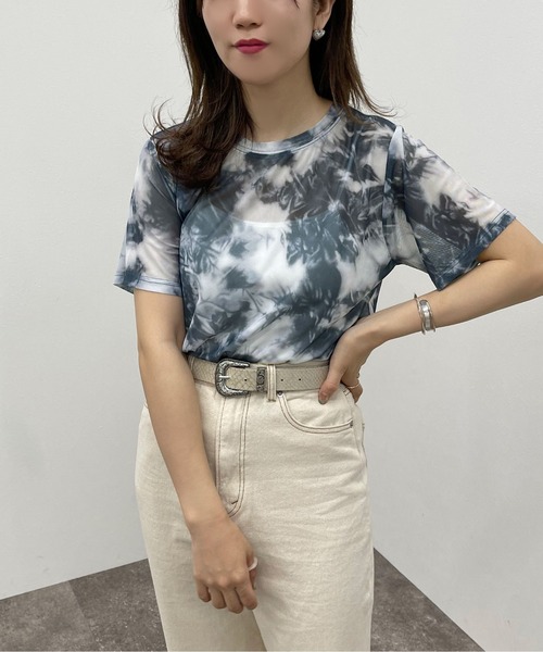 apres jour mignon（アプレジュールミニョン）の「ショートタイダイメッシュＴ【ZOZOTOWN限定アイテム】（Tシャツ/カットソー・レディース・パープル/オレンジ/グリーン/ブルー系その他/ブラック・フリー）」の18枚目の写真