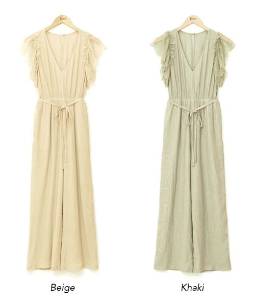 flower（フラワー）の「flower × neam コラボロンパース（サロペット/オーバーオール・レディース・カーキ/ベージュ・FREE）」の9枚目の写真