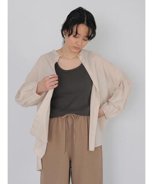 AMERICAN HOLIC（アメリカンホリック）の「ギャザースリーブブラウス（シャツ/ブラウス・レディース・ブラック/オフホワイト/ストライプ/グレイッシュベージュ・M/L）」の7枚目の写真