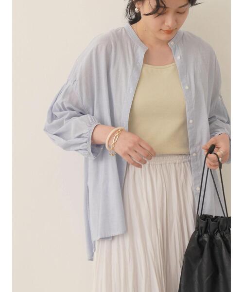 AMERICAN HOLIC（アメリカンホリック）の「ギャザースリーブブラウス（シャツ/ブラウス・レディース・ブラック/オフホワイト/ストライプ/グレイッシュベージュ・M/L）」の8枚目の写真